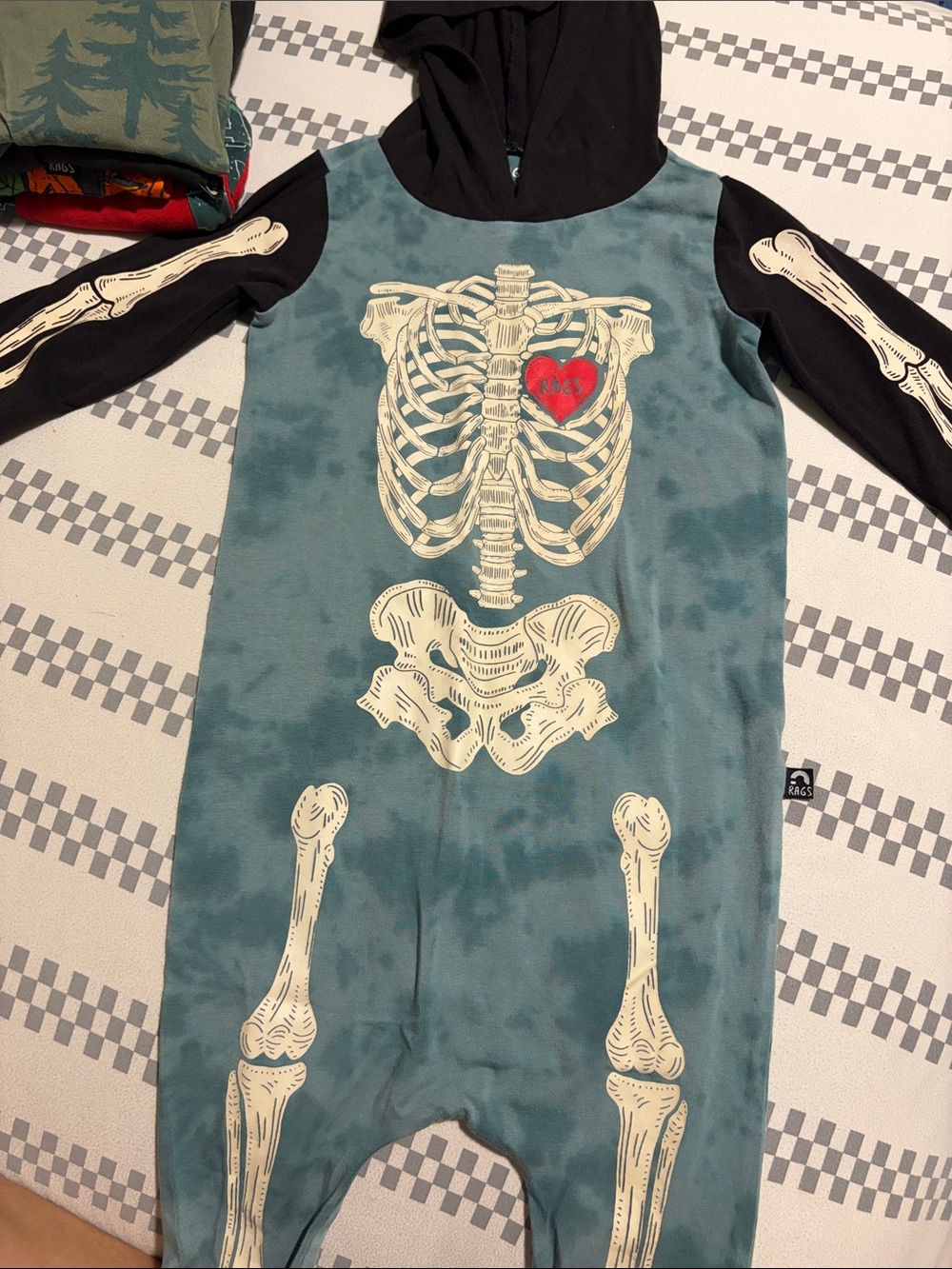RAGS Kids Skeleton Hooded Jumpsuit